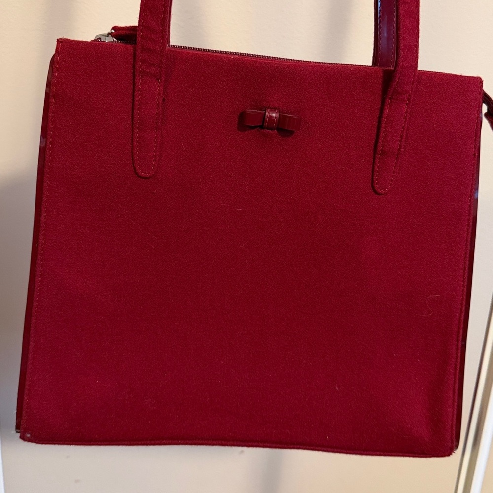 Liz Claiborne Burgundy felted wool shoulder bag